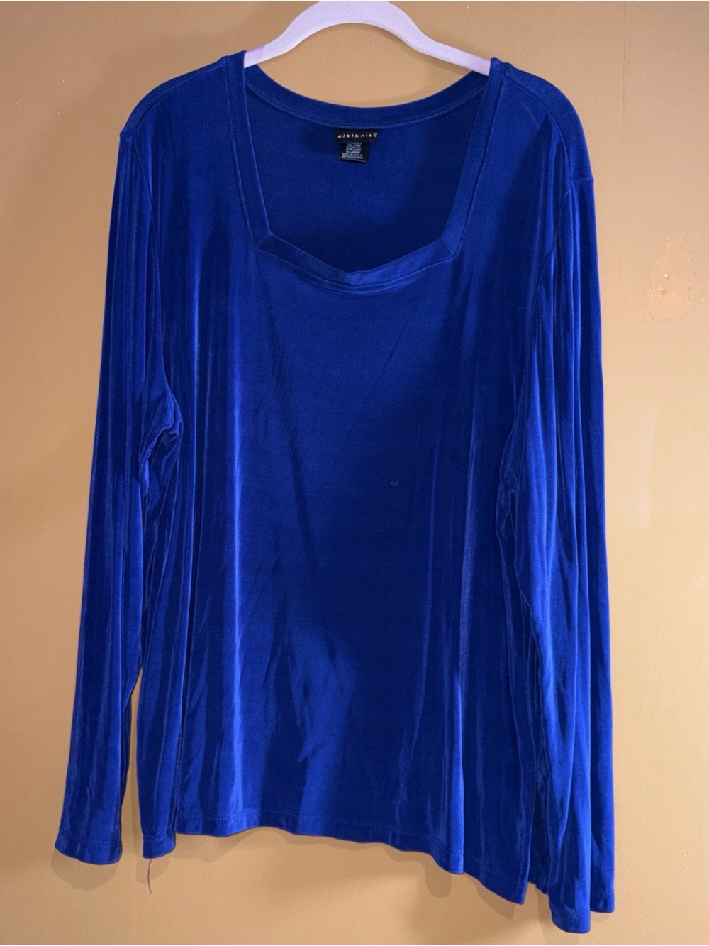 HC838 Citiknit Top Women's XLarge Blue Slinky Knit Tunic Long Sleeve